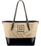 Anne Klein Sunshine Straw Medium Natural Gold Black Tote
