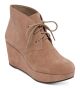 BCBGeneration Kenan Lace-Up Wedge Platform Booties 7M Taupe (Shoes