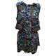 Be Bop Juniors Overall Flower Print Tie-Neck Romp Jumpsuit Navy/Multicolor