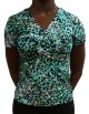 Cable & Gauge Short Sleeve Printed V-neck Top