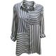 Charter Club Striped Button Down Roll-Tab Sleeves Shirt White Cloud Combo