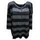 Calvin Klein Striped Boat-Neck Top Sweatshirt Black Combo 2XLarge