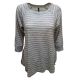 Calvin Klein Performance Highlight Striped Cutout-Sleeve Top Blouse Light Grey Medium