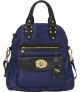 Emma Fox  Leather Large Ink Blue Black Classics Foldover Tote