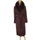 Forecaster Womens Fox-Fur-Collar Belted Maxi Wrap Wool Coat Wine Red 4 from Affordable Designer Brands