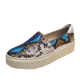 Franco Sarto Womens Comfort Shoes Lodi 2 Leather Slip On Sneakers 7M Blue Multi Snake from Affordable Designer Brands