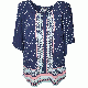 Jm Collection Printed Butterfly-Sleeve Top Havana Scarf Large