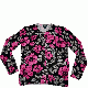 Karen Scott Leaf-Pattern Cardigan Deep Black Combo Medium