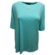 Karen Scott Elbow-Sleeve Zip-Shoulder Top Shirt Pacific Aqua Turquoise XLarge front from Affordable Designer Brands