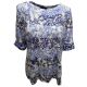 Karen Scott Elbow-Sleeve Printed Boatneck Top Blouse Regatta Blue Floral Small front from Affordable Designer Brands
