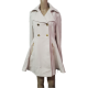 Laundry by Shelli Segal Womens Double-Breasted Skirted Peacoat Wool Cotton Ball Beige Small Affordable Designer Brands front closeup
