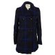 Maralyn Me Double-Breasted Plaid Peacoat Blue Plaid
