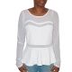 Material Girl Juniors Illusion Peplum Blouse Top Large Cloud Dancer White Large Affordable Designer Brands