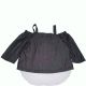 Ny Collection Chambray Layered-Look Cold-Shoulder Top Charcoal Large Affordable Desigenr Brands