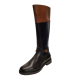 Polo Ralph Lauren Womens Everly Leather Zipper Riding Boots 10B Black Saddle Tan from Affordable Designer Brands