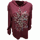 Style & Co. Womens Bird Print Zip Hooded Top Blouse Shirt Pale Raspberry XLarge