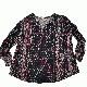 Style Co Mixed-Print Peasant Top Folk Raspberry XLarge