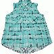 Style Co Mixed-Print Sleeveless Shirt Tropic Plaid Aqua Medium