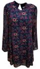 Speechless Juniors Long Sleeves Flower Print Dress Navy/Red XXLarge