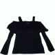 Thalia Sodi Ruffled Cold-Shoulder Top Deep Black Large