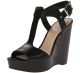 Vince Camuto Mathis T-Strap Platform Wedge Black Leather 