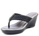 White Mountain Wishlist Platform Wedge Thong Sandals Black 9.5M
