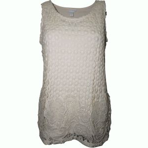 Charter Club Mixed Lace-Front Top Vintage Cream Large Affordable Designer Brands