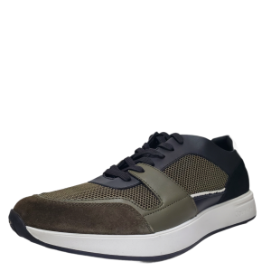 Calvin Klein Men's Dudley Low Top Sneakers Leather Black Camo Green 12 M Affordable Designer Brands