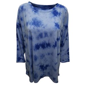 Calvin Klein Plus Size Tie-Dyed Drop-Shoulder Top Shirt Blue 1X