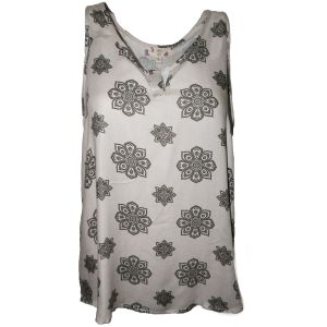 Hippie Rose Juniors Printed Split-Neck Top Green Natural Combo