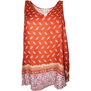 Hippie Rose Juniors Printed Split-Neck Top Burnt Orange Combo