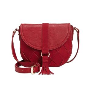 INC International Concepts Ella Saddle Bag Wine  front Affordable Designer Brands