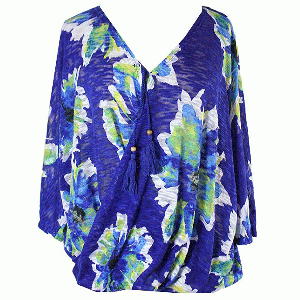 Jpr Printed Surplice Pointelle-Knit Top Flower Burst Medium