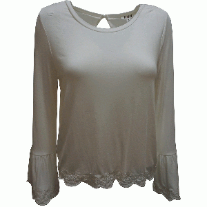 One Hart Juniors' Embroidered Bell-Sleeve Top Egret Medium