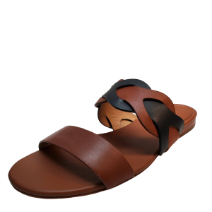 Ralph Lauren Womens Casual Shoes Edyth Leather Sandals Black Deep Saddle Tan 7.5M from Affordable Designer Brands