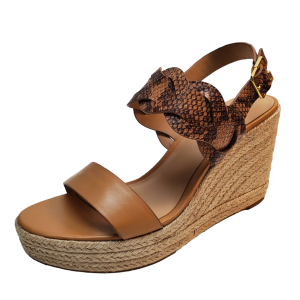 Ralph Lauren Womens  Hazell Leather Wedge Espadrille Sandals 10M Beige from Affordabledesignerbrands.com