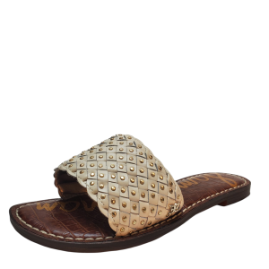 Sam Edelman Women's Slide Sandals Geraldine Diamonte Crystal Embossed Ivory 5.5M Affordable Designer Brands