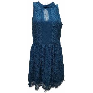 Trixxi Juniors Mock-Neck Lace Fit Dress Teal XLarge