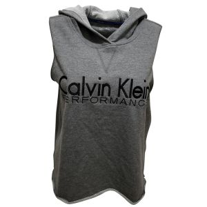 Calvin Klein Performance Relaxed Cropped Sleeveless Hoodie Grey Medium