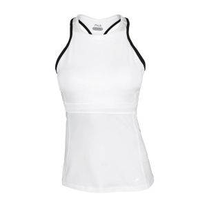 Fila Women Platinum Halter Tennis Tank Top White with Black Trim Small Affordable Designer Brands