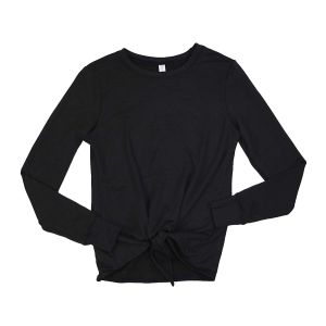 Ideology Soft Knotted Hem Long Sleeve Sweatshirt Black Large