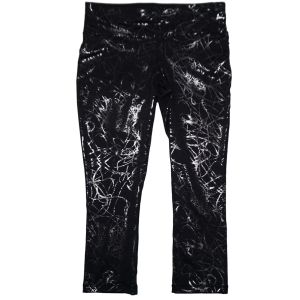 Ideology Printed Cropped Leggings Pants Black Foil Print 