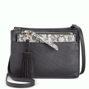 INC International Concepts Kayla 2 in 1 Crossbody Black Snake Affordable Designer Brands