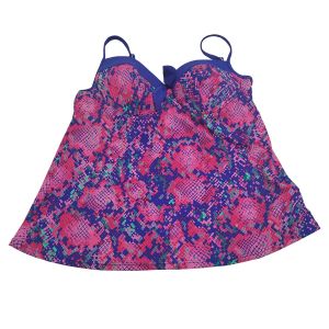 Just Beachin Snakeskin Pink Blue Bandeau Tankini Swimsuit Top 