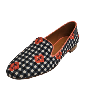 Kate Spade New York Women's Lounge Gingham Jacquard Smoking Flats Fresh White Radcoral 5.5B from Affordable Designer Brands