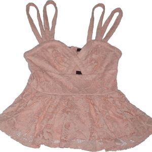 Material Girl Juniors Lace Cutout Peplum To Pale Blush