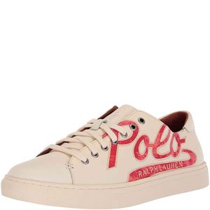 Polo Ralph Lauren Men's Jermain Logo Sneakers Artist Cream White 9 D from Affordabledesignerbrands.com