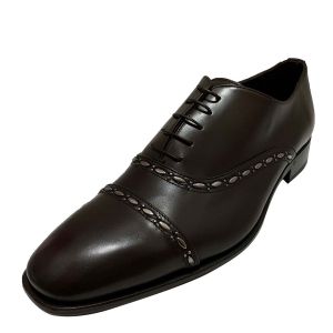 Roberto Cavalli Mens Cap-Toe Brown Leather Oxfords 11 M Affordable Designer Brands