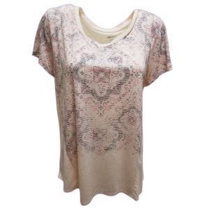 Style & Co Faded Scarf Graphic Tee Shirt Pink Large front from Affordable Designer Brands