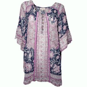 Style & Co Floral-Print Bell-Sleeve Top Affordable Designer Brands